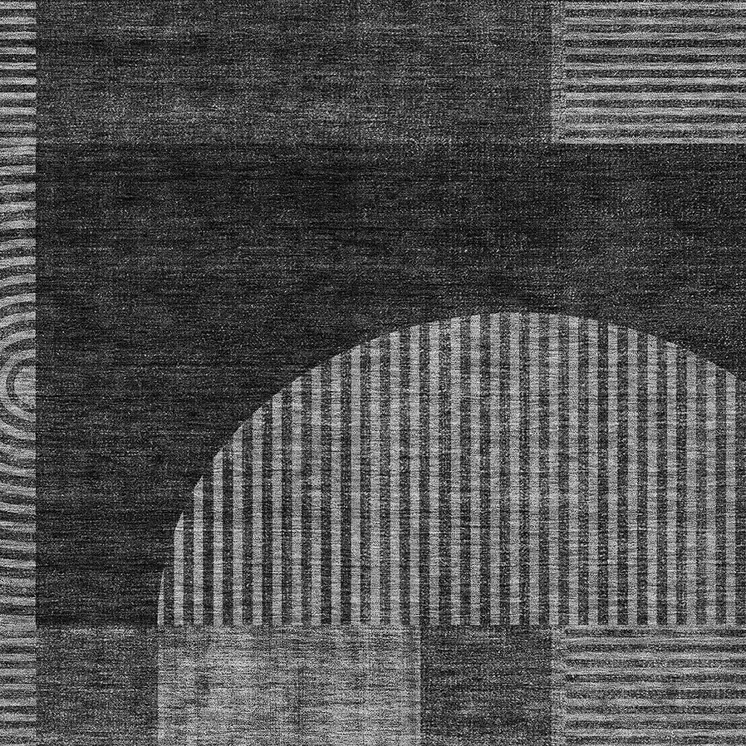 10' X 14' Charcoal Gray And Silver Geometric Washable Indoor Outdoor Area Rug