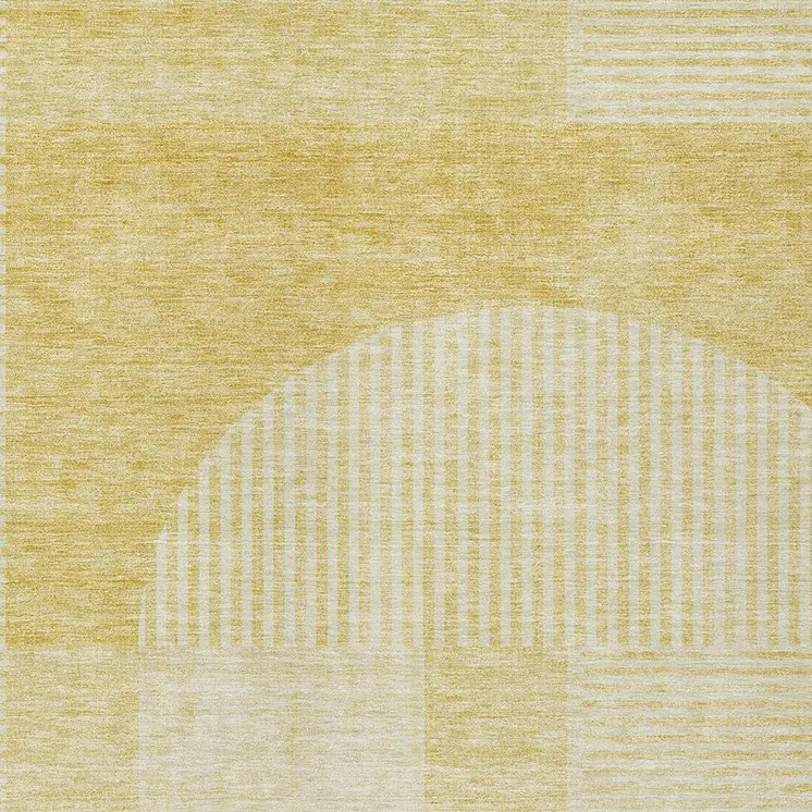 8' X 10' Gold Ivory And Yellow Geometric Washable Indoor Outdoor Area Rug