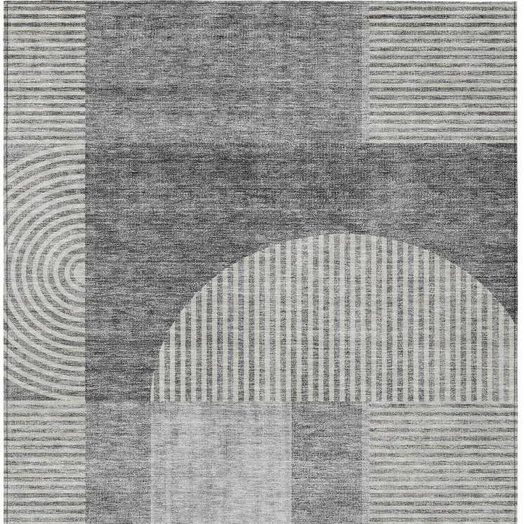 3' X 5' Gray Silver And Charcoal Geometric Washable Indoor Outdoor Area Rug