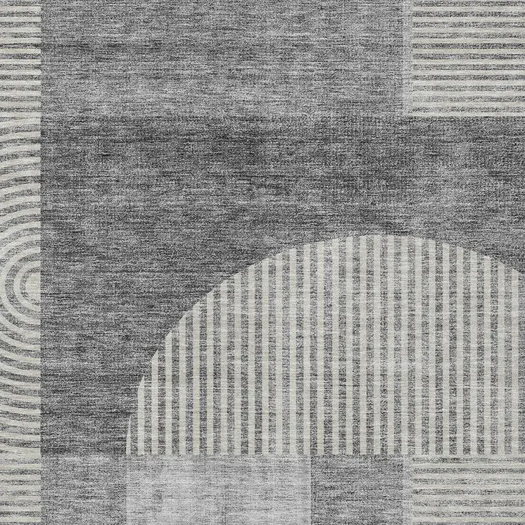 3' X 5' Gray Silver And Charcoal Geometric Washable Indoor Outdoor Area Rug