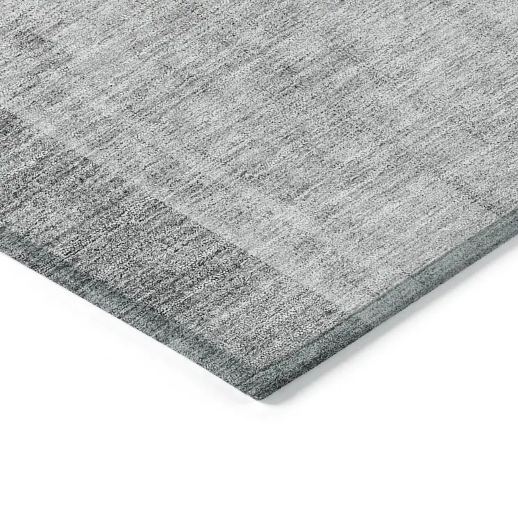 5' X 8' Gray Silver And Charcoal Geometric Washable Indoor Outdoor Area Rug