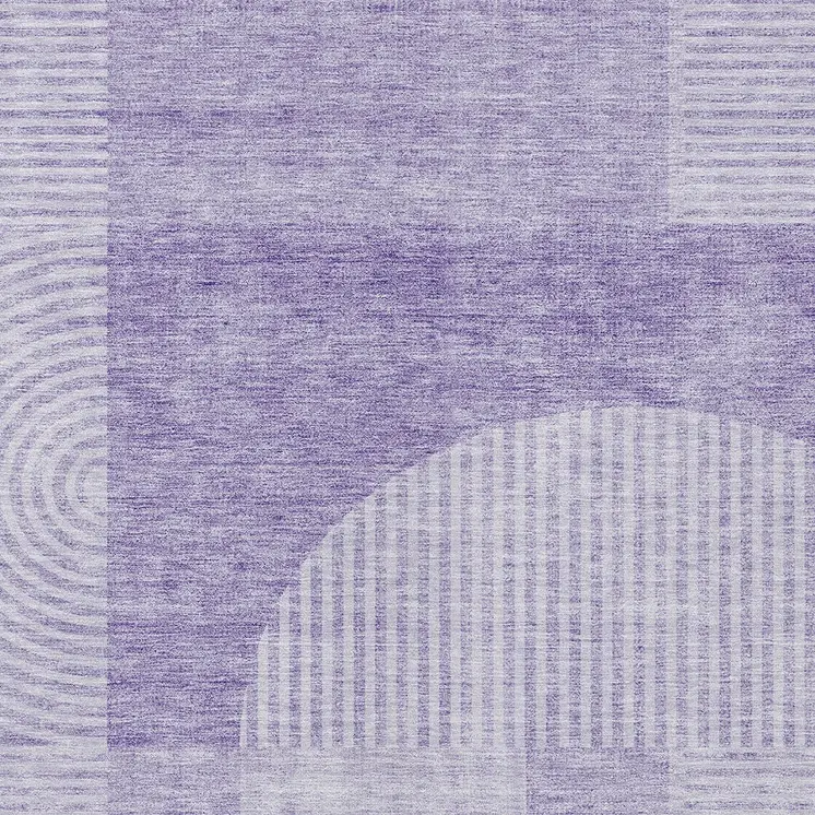 3' X 5' Lavender And Purple Geometric Washable Indoor Outdoor Area Rug