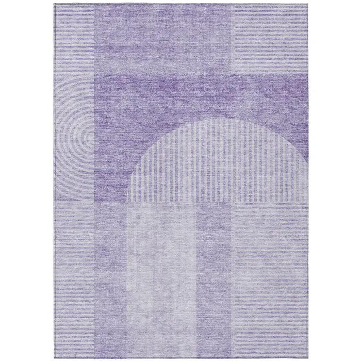 5' X 8' Lavender And Purple Geometric Washable Indoor Outdoor Area Rug