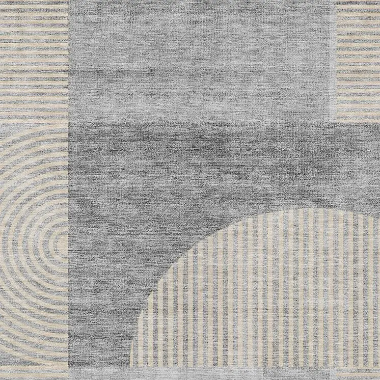 3' X 5' Silver Gray And Beige Geometric Washable Indoor Outdoor Area Rug