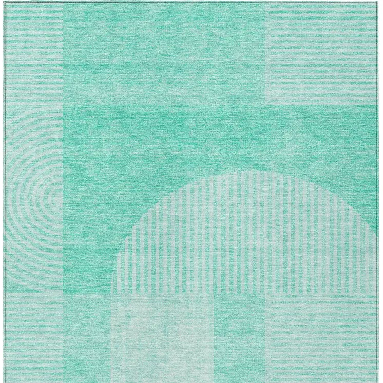 3' X 5' Teal Blue And Aqua Geometric Washable Indoor Outdoor Area Rug