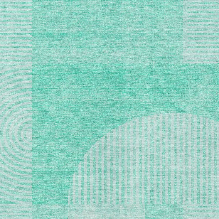 3' X 5' Teal Blue And Aqua Geometric Washable Indoor Outdoor Area Rug