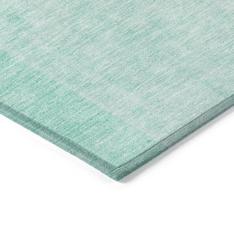 5' X 8' Teal Blue And Aqua Geometric Washable Indoor Outdoor Area Rug