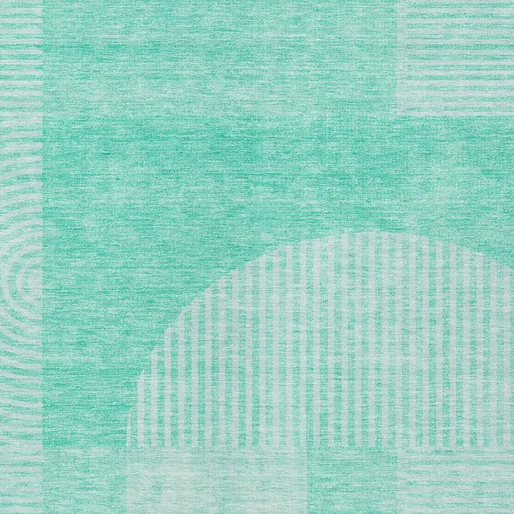 5' X 8' Teal Blue And Aqua Geometric Washable Indoor Outdoor Area Rug
