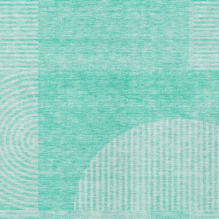8' X 10' Teal Blue And Aqua Geometric Washable Indoor Outdoor Area Rug