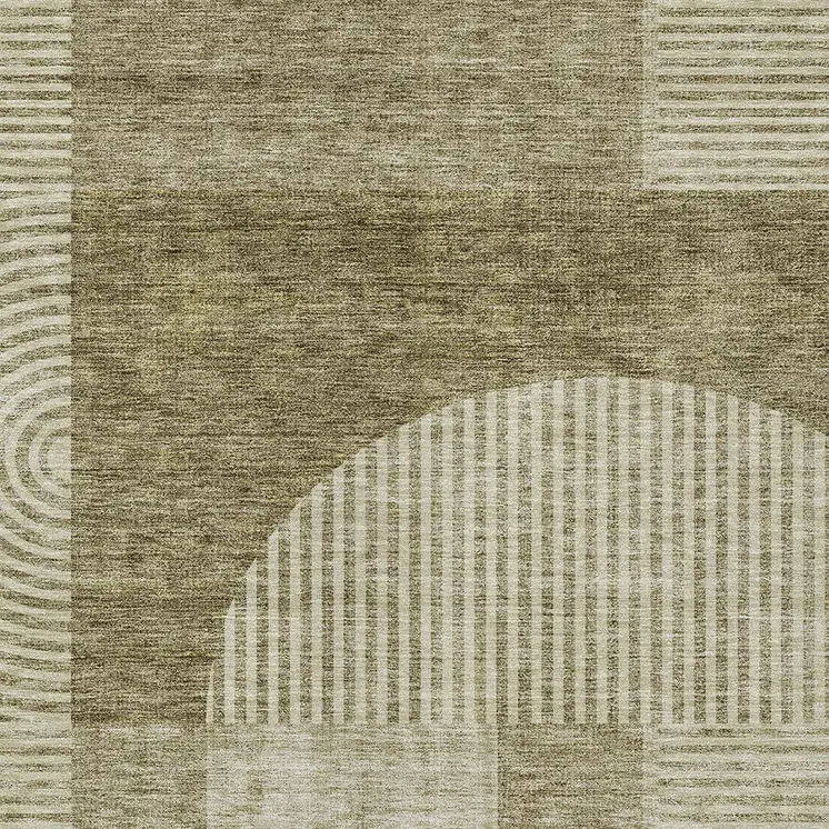 5' X 8' Taupe Beige And Tan Geometric Washable Indoor Outdoor Area Rug
