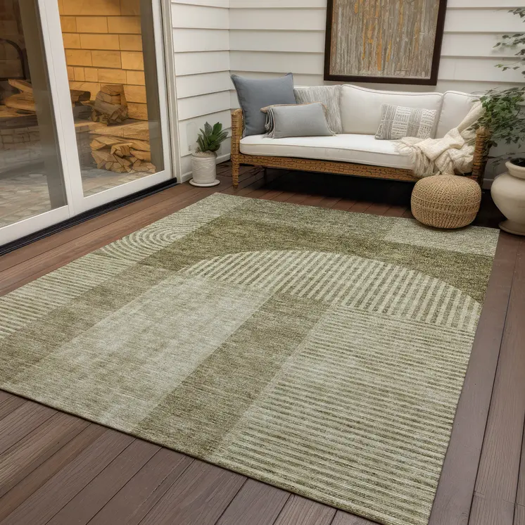 9' X 12' Taupe Beige And Tan Geometric Washable Indoor Outdoor Area Rug