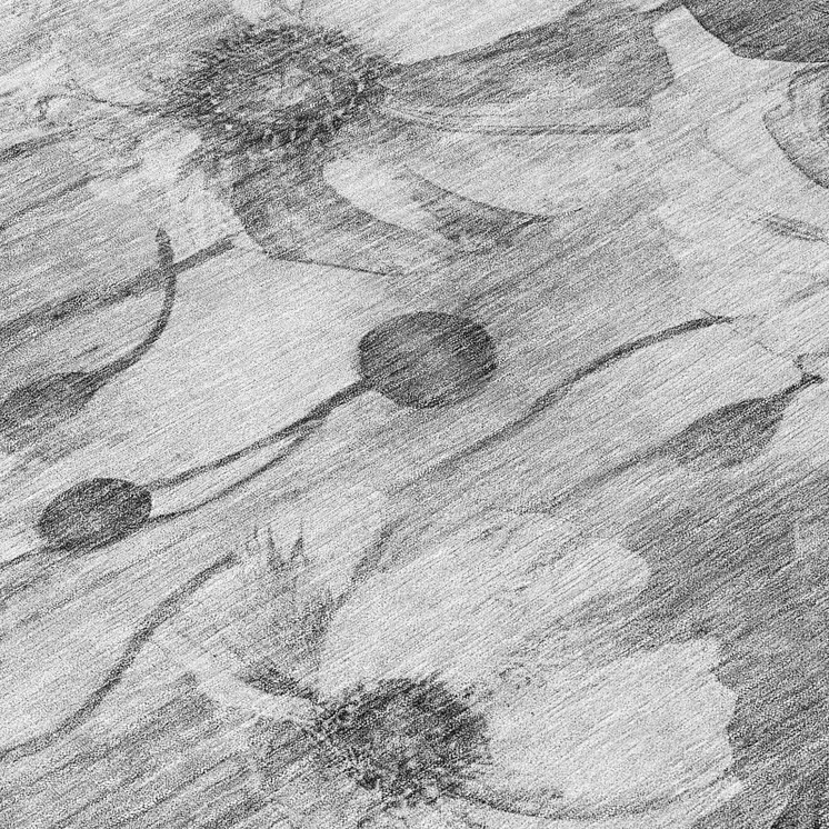 8' Gray Charcoal And Silver Round Floral Washable Indoor Outdoor Area Rug