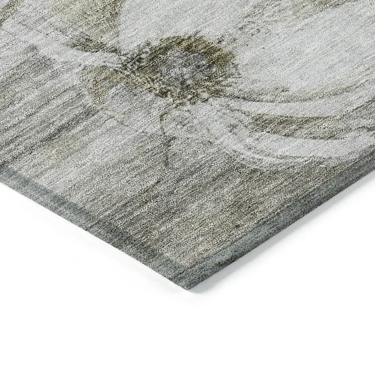 5' X 8' Taupe Ivory And Tan Floral Washable Indoor Outdoor Area Rug