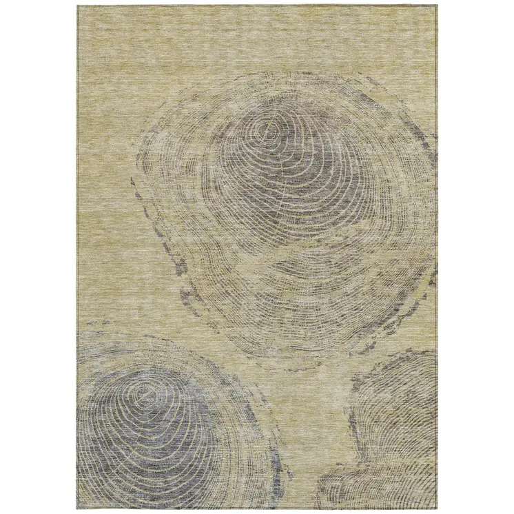 9' X 12' Beige Taupe And Gray Abstract Washable Indoor Outdoor Area Rug