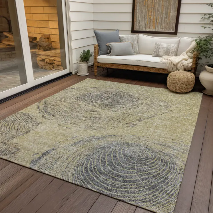 9' X 12' Beige Taupe And Gray Abstract Washable Indoor Outdoor Area Rug