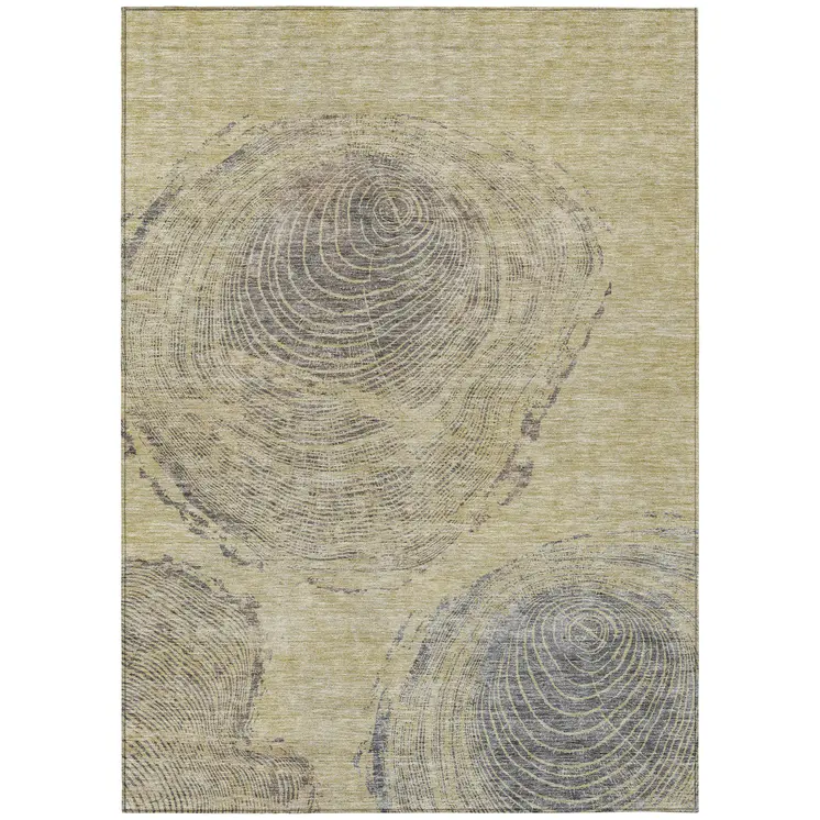 9' X 12' Beige Taupe And Gray Abstract Washable Indoor Outdoor Area Rug