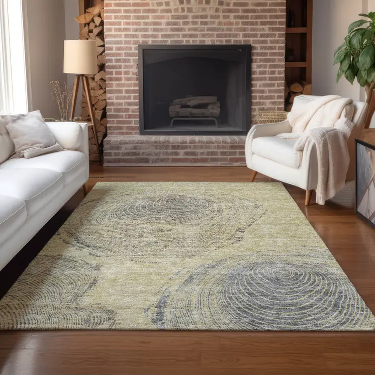 9' X 12' Beige Taupe And Gray Abstract Washable Indoor Outdoor Area Rug