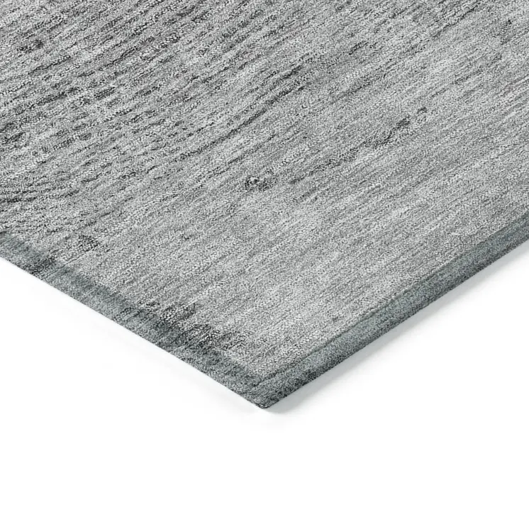 3' X 5' Gray Silver And Charcoal Abstract Washable Indoor Outdoor Area Rug
