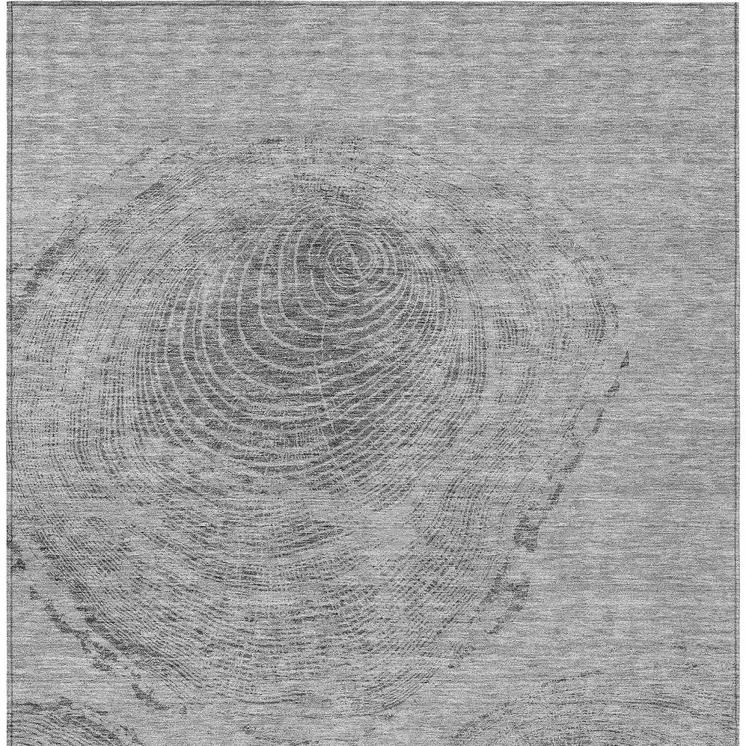 5' X 8' Gray Silver And Charcoal Abstract Washable Indoor Outdoor Area Rug
