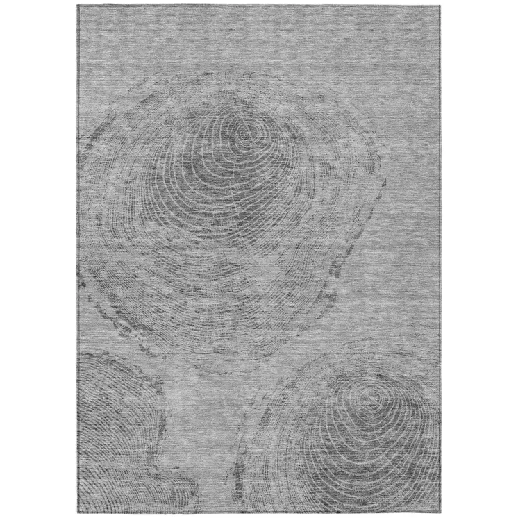 9' X 12' Gray Silver And Charcoal Abstract Washable Indoor Outdoor Area Rug