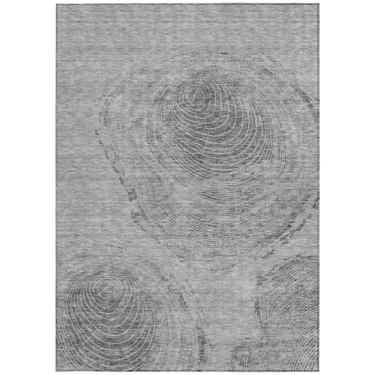 10' X 14' Gray Silver And Charcoal Abstract Washable Indoor Outdoor Area Rug