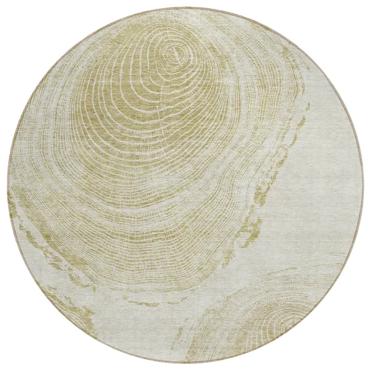 8' Khaki Beige And Taupe Round Abstract Washable Indoor Outdoor Area Rug