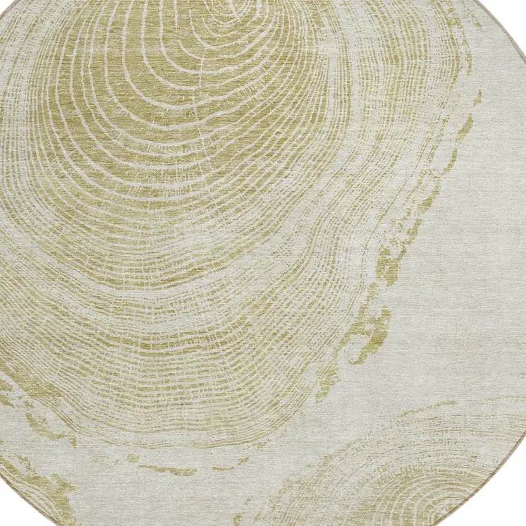8' Khaki Beige And Taupe Round Abstract Washable Indoor Outdoor Area Rug