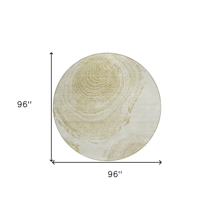 8' Khaki Beige And Taupe Round Abstract Washable Indoor Outdoor Area Rug