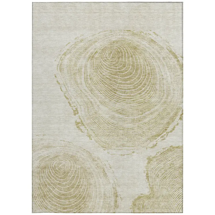 9' X 12' Khaki Beige And Taupe Abstract Washable Indoor Outdoor Area Rug