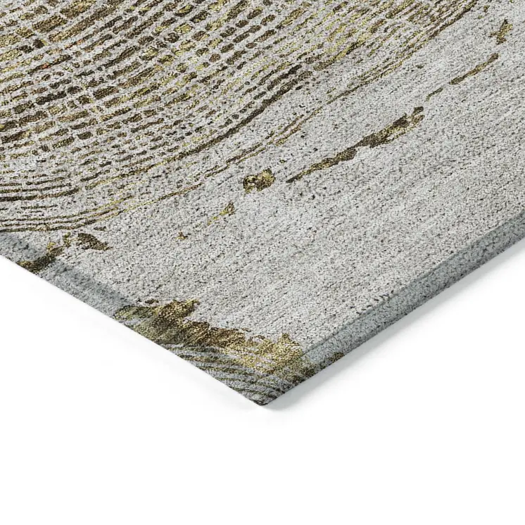 5' X 8' Taupe Gray And Brown Abstract Washable Indoor Outdoor Area Rug