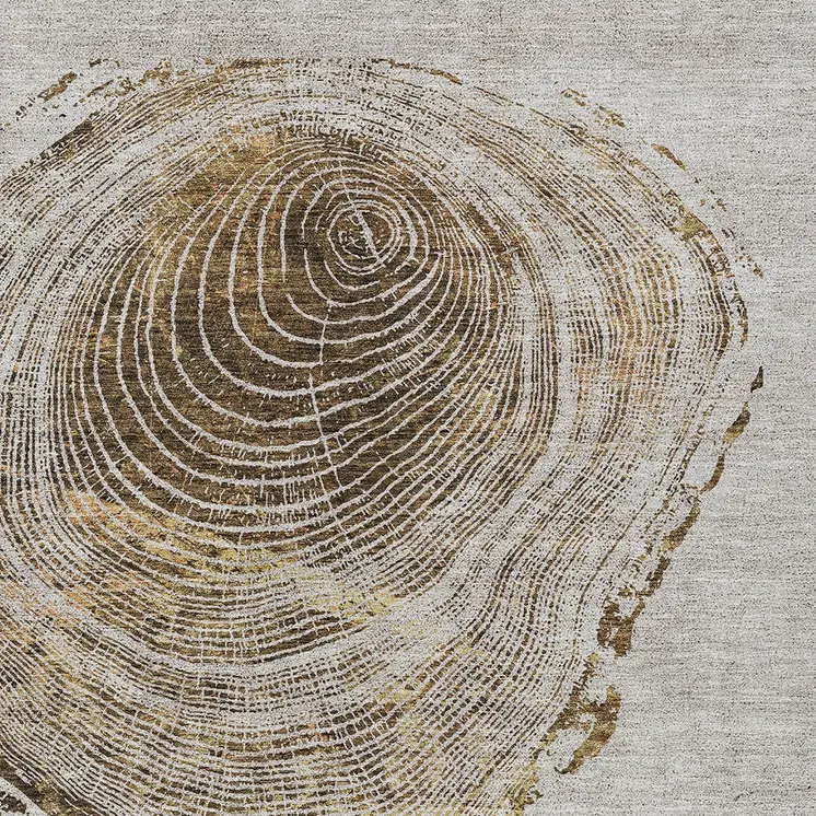 5' X 8' Taupe Gray And Brown Abstract Washable Indoor Outdoor Area Rug