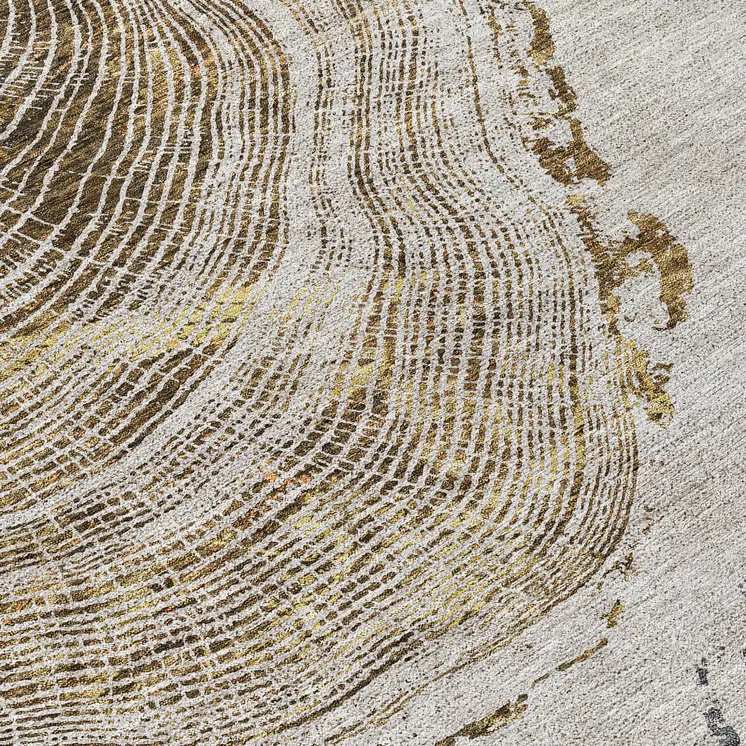 8' Taupe Gray And Brown Round Abstract Washable Indoor Outdoor Area Rug