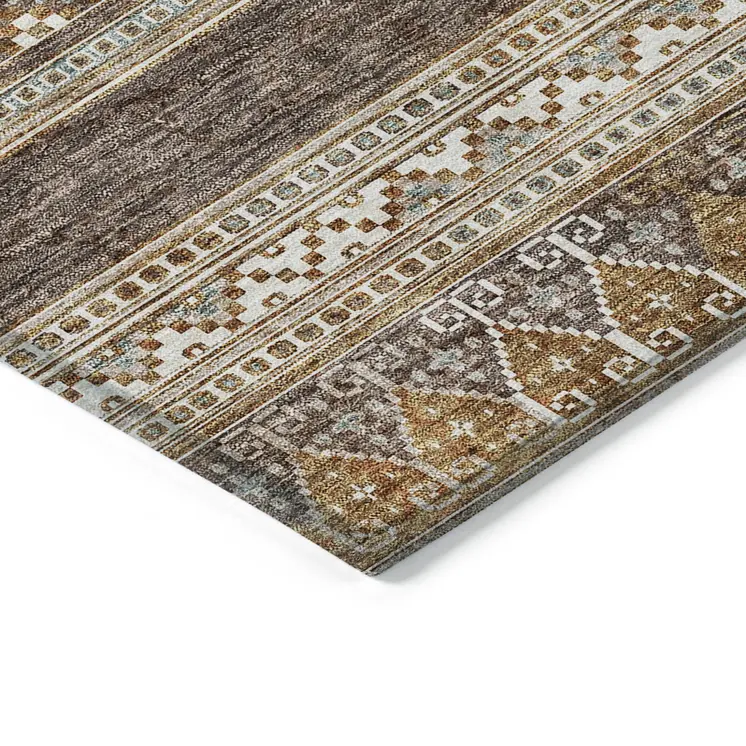 5' X 8' Chocolate And Gray Southwestern Washable Indoor Outdoor Area Rug