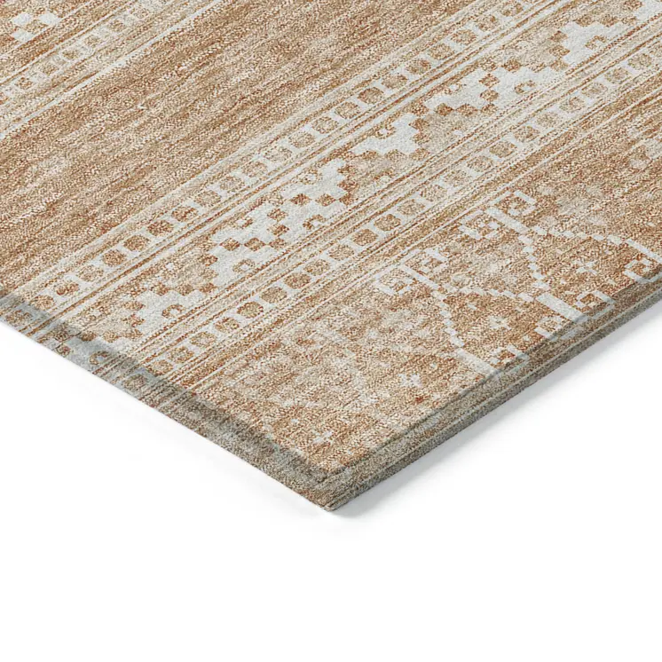 3' X 5' Copper And Ivory Southwestern Washable Indoor Outdoor Area Rug