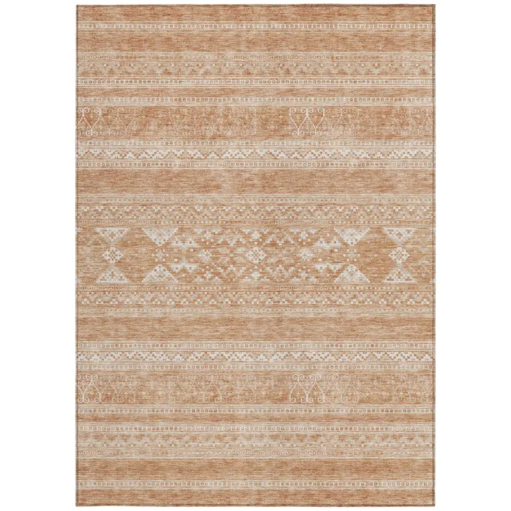 3' X 5' Copper And Ivory Southwestern Washable Indoor Outdoor Area Rug