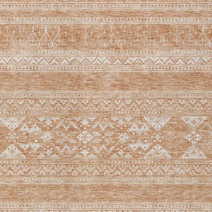 10' X 14' Copper And Ivory Southwestern Washable Indoor Outdoor Area Rug