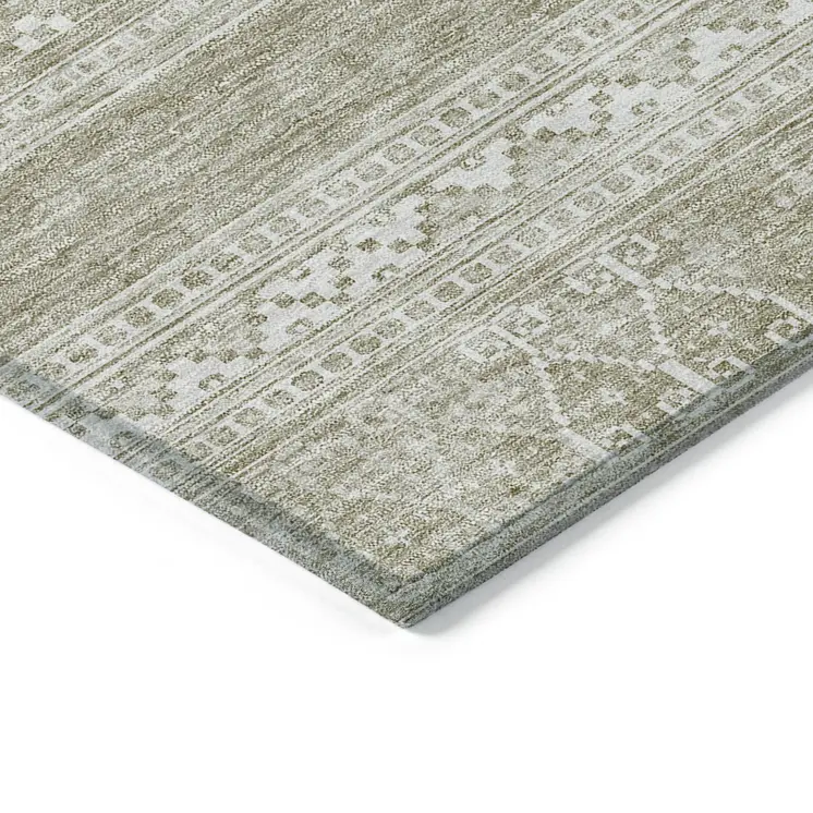 3' X 5' Khaki Taupe And Ivory Southwestern Washable Indoor Outdoor Area Rug