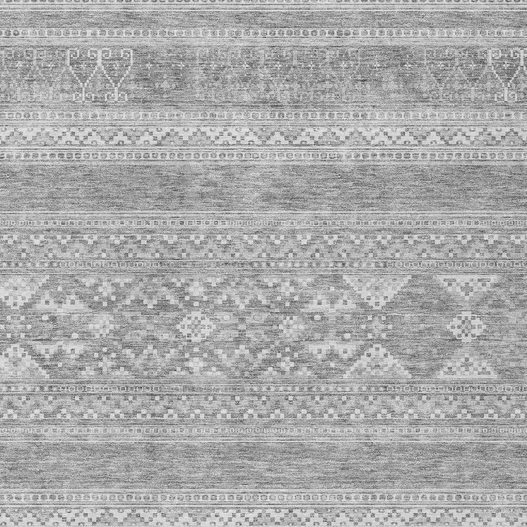 3' X 5' Silver Gray And Ivory Southwestern Washable Indoor Outdoor Area Rug