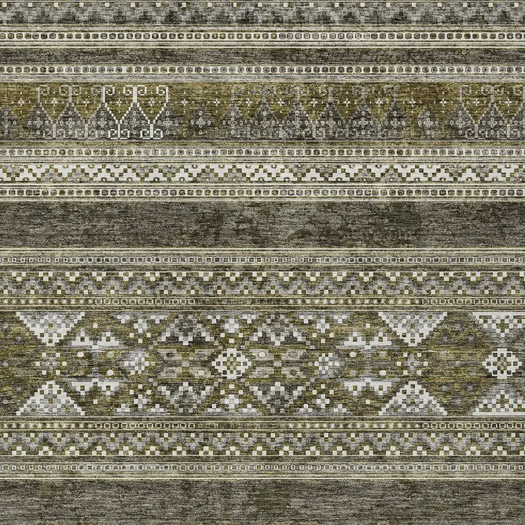 5' X 8' Taupe Beige And Ivory Southwestern Washable Indoor Outdoor Area Rug