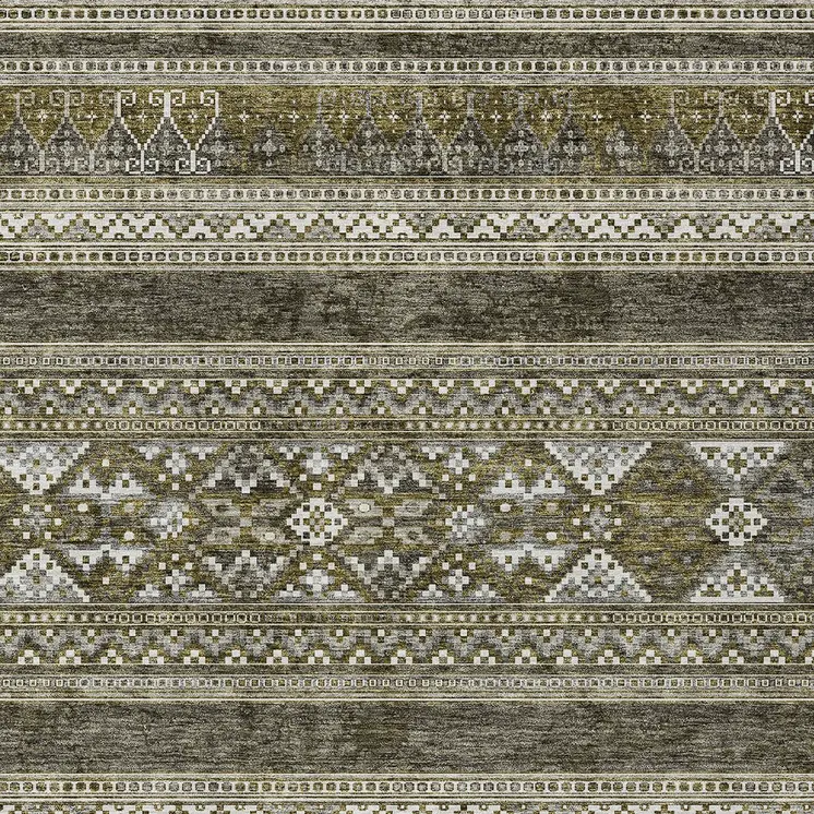 8' X 10' Taupe Beige And Ivory Southwestern Washable Indoor Outdoor Area Rug