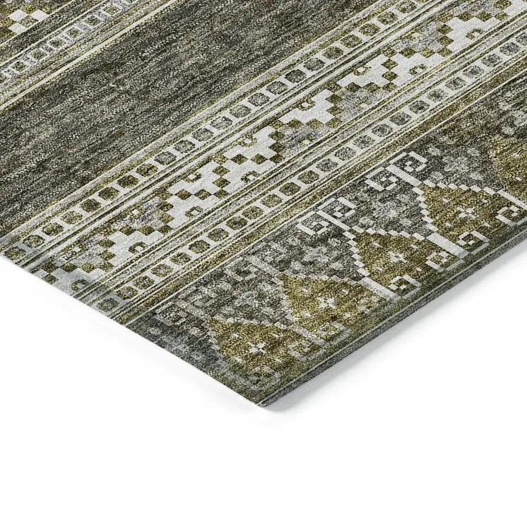 9' X 12' Taupe Beige And Ivory Southwestern Washable Indoor Outdoor Area Rug
