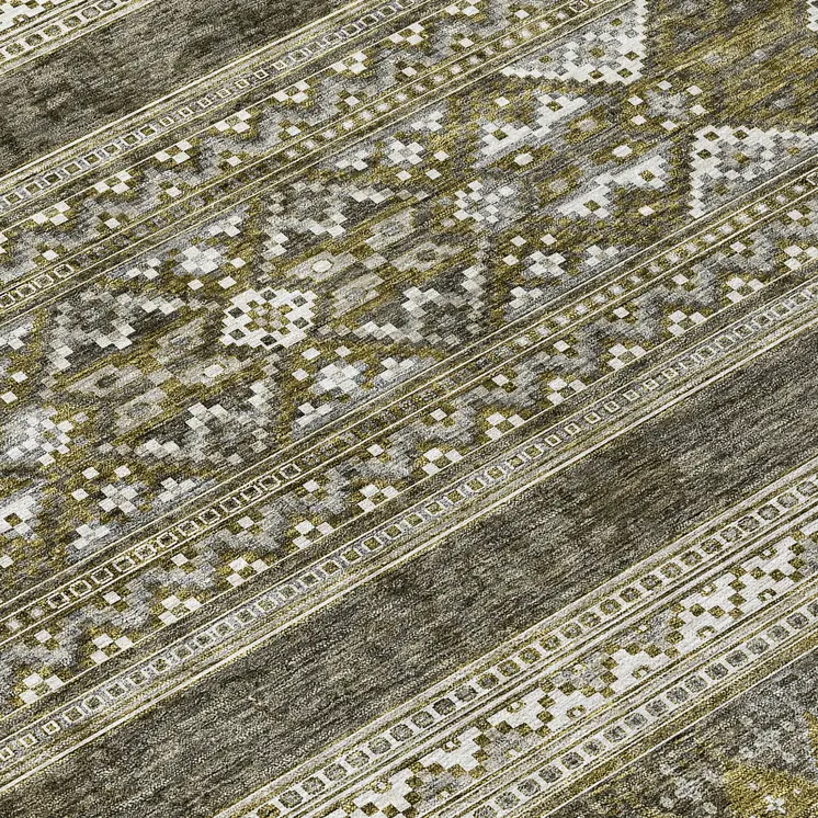 10' X 14' Taupe Beige And Ivory Southwestern Washable Indoor Outdoor Area Rug
