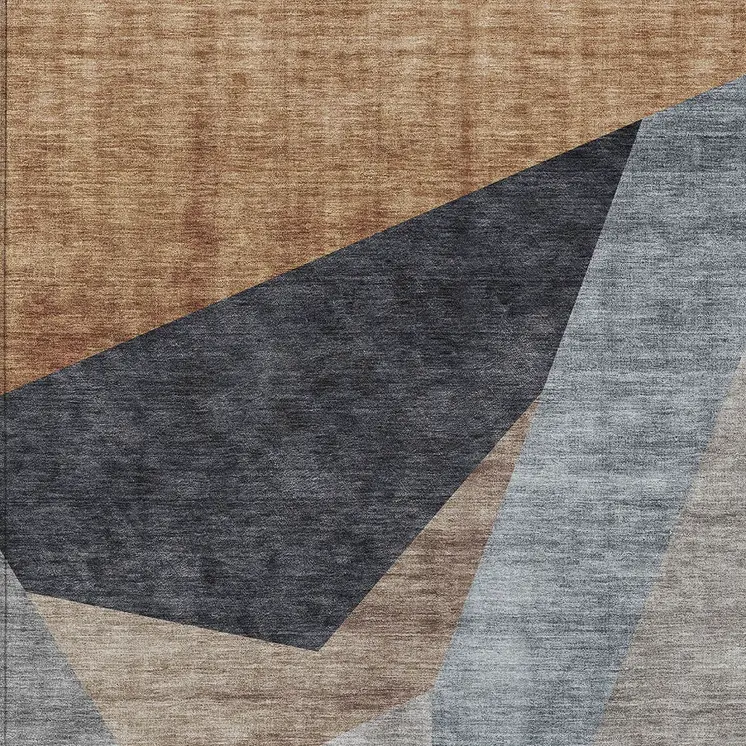 3' X 5' Taupe Beige And Gray Abstract Washable Indoor Outdoor Area Rug