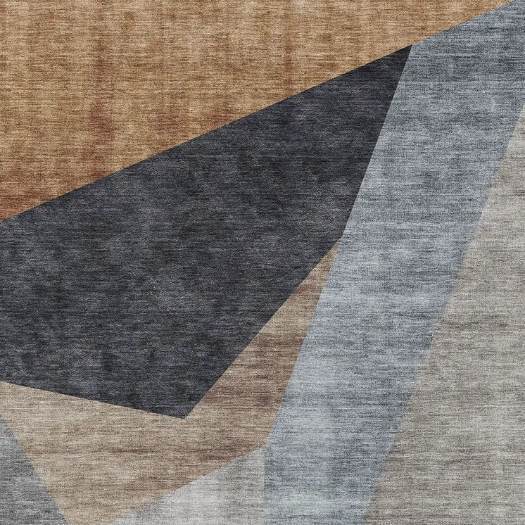 5' X 8' Taupe Beige And Gray Abstract Washable Indoor Outdoor Area Rug