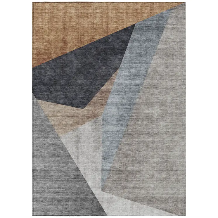 9' X 12' Taupe Beige And Gray Abstract Washable Indoor Outdoor Area Rug
