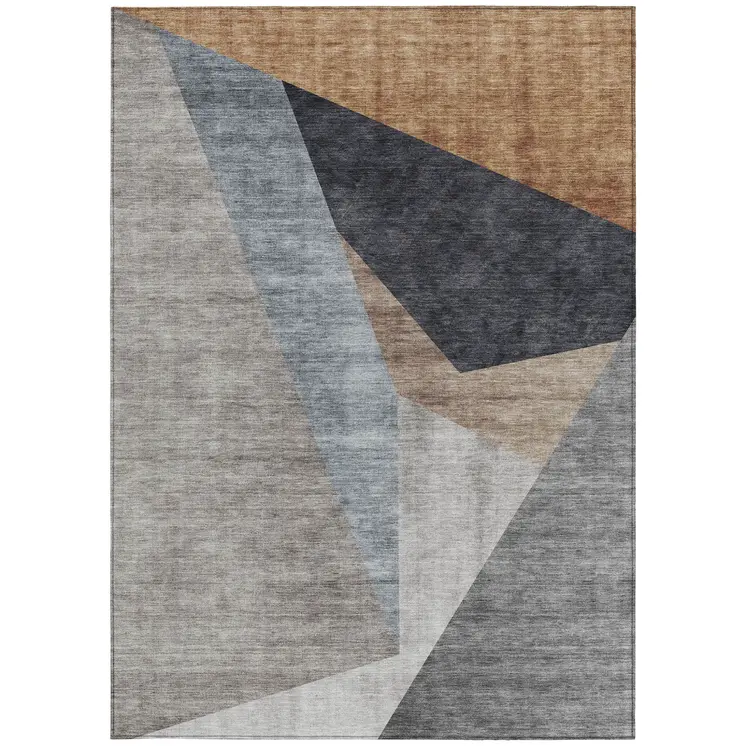10' X 14' Taupe Beige And Gray Abstract Washable Indoor Outdoor Area Rug