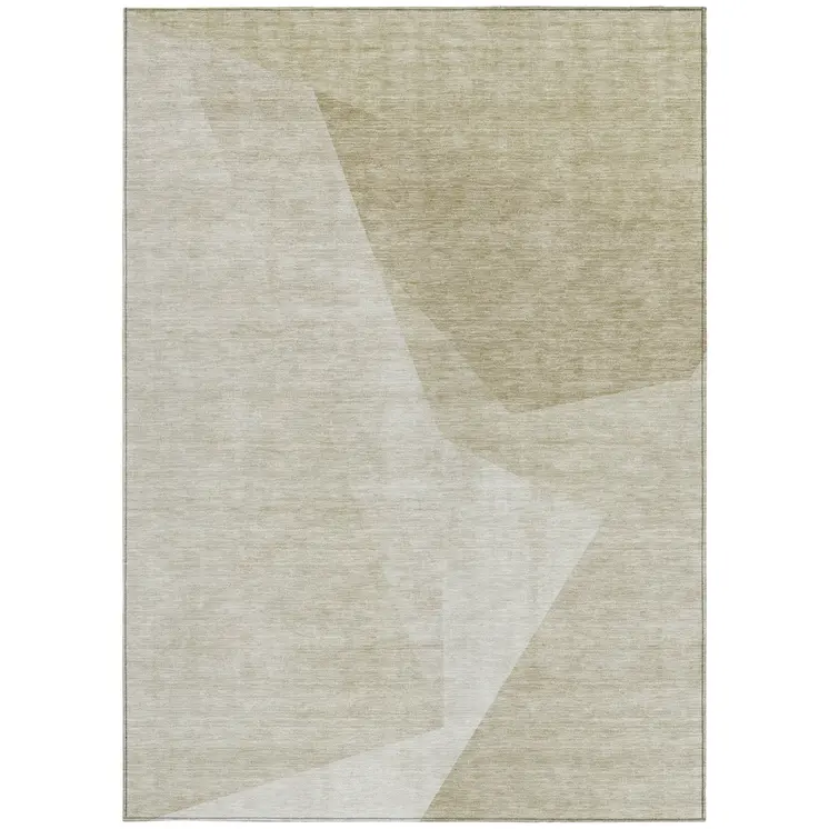 8' X 10' Beige Khaki And Taupe Abstract Washable Indoor Outdoor Area Rug