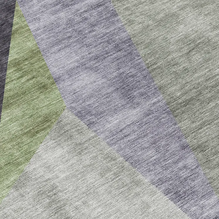 8' Sage Green And Charcoal Round Abstract Washable Indoor Outdoor Area Rug