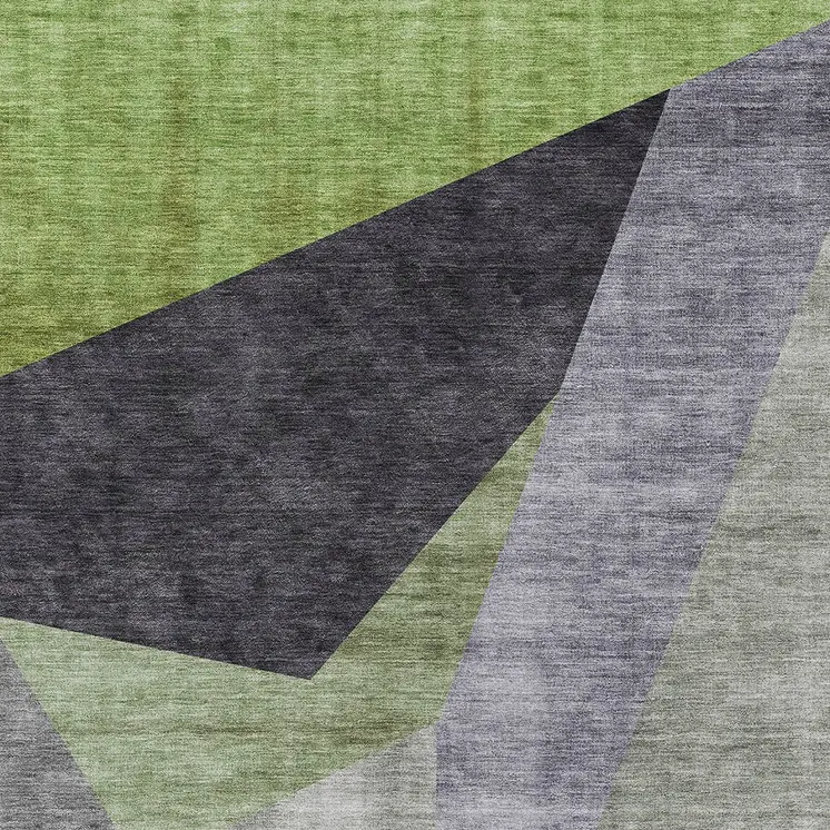 8' X 10' Sage Green And Charcoal Abstract Washable Indoor Outdoor Area Rug
