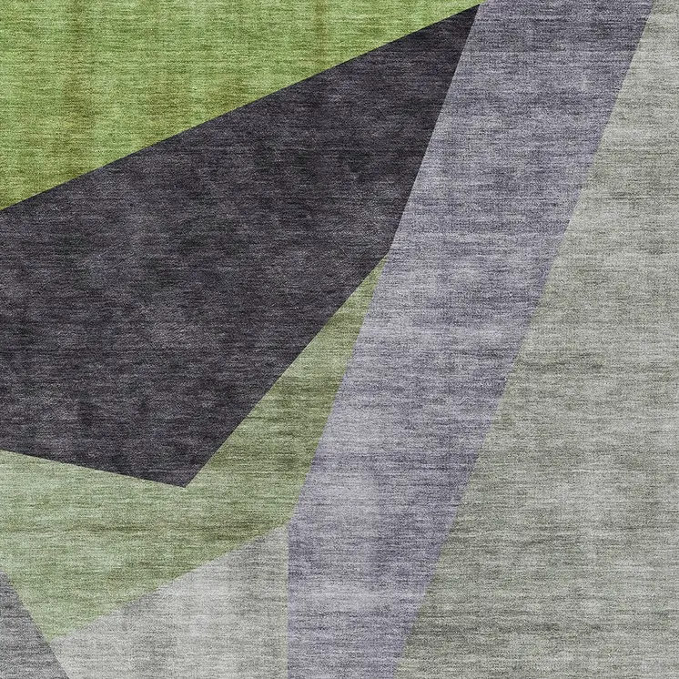 9' X 12' Sage Green And Charcoal Abstract Washable Indoor Outdoor Area Rug